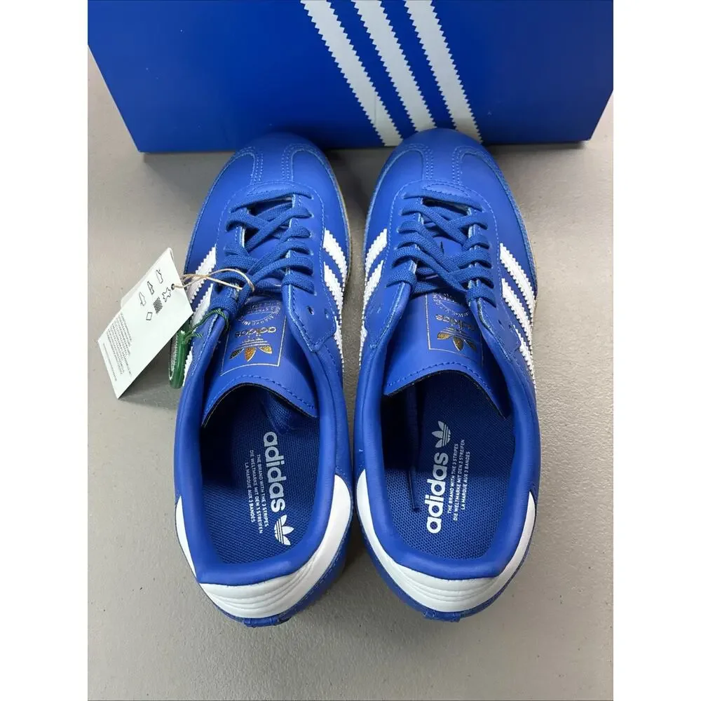 adidas Originals Samba OG J Blue White Leather Gum Low Top Big Kids US 6 JQ2854